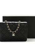 Caviar Quilted Mini Wallet On Chain WOC Black