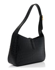 Calfskin Crocodile Embossed Le 5 A 7 Hobo Black