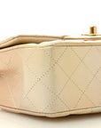 Metallic Goatskin Quilted Mini Rectangular Flap Gold