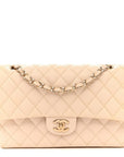 Caviar Quilted Medium Double Flap Light Beige