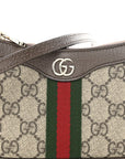 GG Supreme Monogram Textured Dollar Calfskin Web Mini Ophidia Shoulder Bag Beige Ebony New Acero