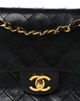 Lambskin Quilted Small Double Flap Black