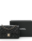 Lambskin Quilted Mini Rectangular Flap Black