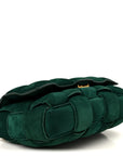 Suede Maxi Intrecciato Padded Chain Cassette Crossbody Bag Emerald Green