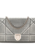 Metallic Patent Micro-Cannage D1ORama Wallet on Chain Pouch Silver