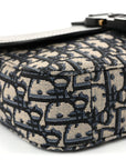 Oblique Jacquard Grained Calfskin Small Saddle Messenger Bag Beige Black