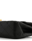 Lambskin Quilted Medium Double Flap Black