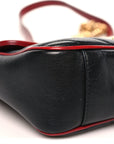 Vintage Effect Calfskin Matelasse Diagonal Small Torchon GG Marmont Shoulder Bag Black Romantic Cherry