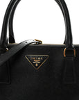 Saffiano Lux Large Galleria Double Zip Tote Black