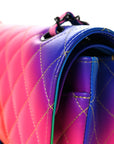 Calfskin Quilted Medium Rainbow Double Flap Multicolor