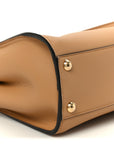 Vitello Seta Canvas FF Embroidered Mini Peekaboo Iconic Satchel Miele Scuro Poudre