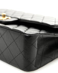Lambskin Quilted Medium Double Flap Black