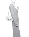 Caviar Quilted Medium Double Flap White
