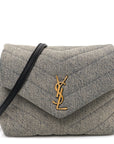 Denim Y Quilted Monogram Toy Loulou Crossbody Bag Grey
