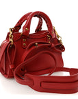 Grained Calfskin Neo Classic Gold Hardware Nano City Crossbody Medium Red