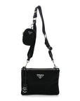 Re-Nylon Saffiano Re-Edition 2000 Double Zip Crossbody Bag Black