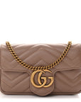 Calfskin Matelasse Super Mini GG Marmont Shoulder Bag Porcelain Rose