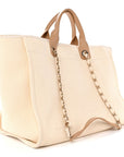 Canvas Pearl Medium Deauville Tote Ecru Beige