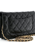 Caviar Quilted Wallet on Chain WOC Black
