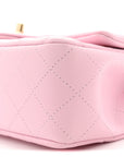Lambskin Quilted Mini Rectangular Flap Pink