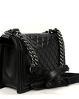 Lambskin Quilted Medium Boy Flap Black