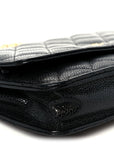 Caviar Quilted Wallet on Chain WOC Black