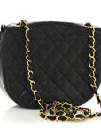 Lambskin Quilted Half Moon Flap Black