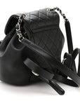 Glazed Aged Calfskin Quilted Small Duma Drawstring Backpack Black