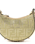 Crystal Vitello Laminato Suede FF Nano FNDIgraphy Hobo Bag Platino