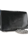 Textured Patent Bi-color GG Marmont Wallet on Chain Silver Blue