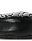 Azalea Calfskin Matelasse Heart Mini GG Marmont Round Shoulder Bag Black