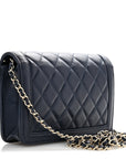 Lambskin Quilted Hold The Line Wallet On Chain WOC Dark Blue