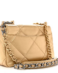 Metallic Goatskin Quilted Medium CHNL 19 Flap Gold
