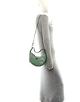 Soft Calfskin Arque Shoulder Bag Acquamarina