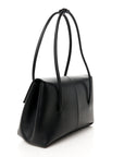 Calfskin Medium Falcon Shoulder Bag Black