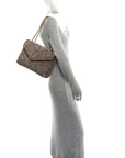 Suede Y Quilted Monogram Medium Loulou Chain Satchel Taupe