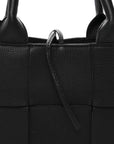 Grained Calfskin Intrecciato Mini Arco Tote Black
