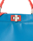 Nappa Colorblock Mini Peekaboo Iconic Satchel Blue Royal Papavero Cuoio