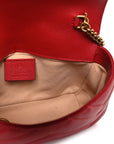 Calfskin Matelasse Super Mini GG Marmont Shoulder Bag Hibiscus Red