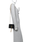 Suede Small Classic Monogram Kate Tassel Satchel Black