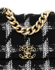 Tweed Quilted Large CHNL 19 Flap Black White
