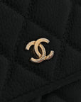 Caviar Quilted Wallet on Chain WOC Black