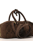 Suede Matelasse Large Arcadie Top Handle Bag Cocoa Brown