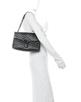 Soft Calfskin Matelasse Monochrome Medium GG Marmont Shoulder Bag Black