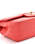 Lambskin Chevron Quilted Mini Rectangular Flap Coral