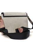 Canvas Horseferry Print Note Crossbody Bag Grey Black