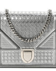 Metallic Patent Micro-Cannage D1ORama Wallet on Chain Pouch Silver