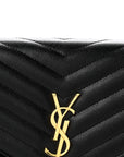 Grain De Poudre Matelasse Chevron Monogram Envelope Clutch Black