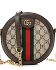 GG Supreme Monogram Web Mini Ophidia Round Shoulder Bag Brown