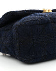 Tweed Quilted Large CHNL 19 Flap Navy Blue